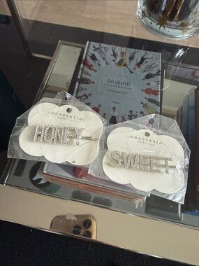 Anastasia Silver Rhinestone HONEY and SWEET Hair Pins